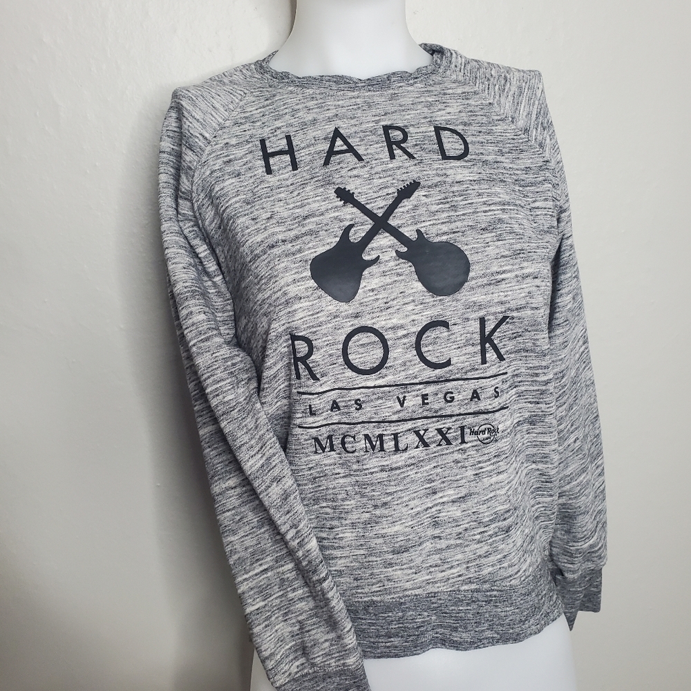 Hard Rock Cafe Las Vegas Gray Sweatshirt Zip back Accent XS